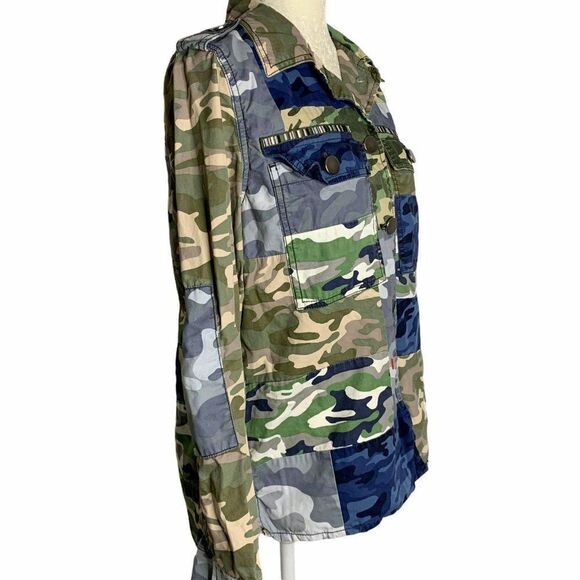 Gap Patchwork Camouflage Utility Jacket Blue Green - Picture 4 of 5